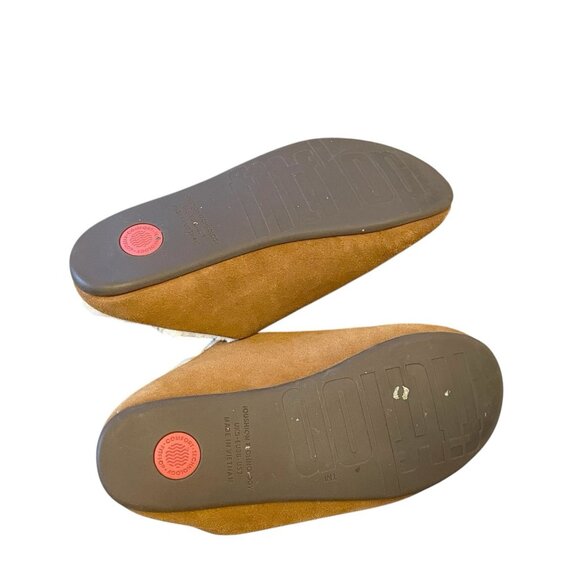 Fit Flop Chrissie Suede Shearling Slipper Chestnut US 7 EUR 38 Slip On Sandal - Picture 7 of 9